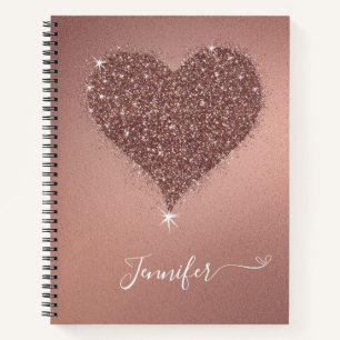 Elégant Rose Gold Heart Parties scintillant Carnet