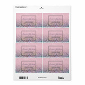 Elegant Rose Gold Iridescent Glitter Leopard Print Etiket (Full Sheet)