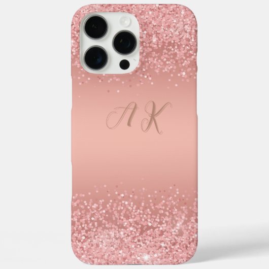 Elegant Rose Gold Luxe Shimmer Monogram  Case-Mate iPhone Case (Achterkant)