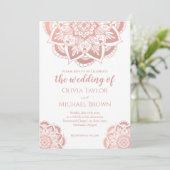 Elégant Rose Gold Mandala Invitation (Debout devant)