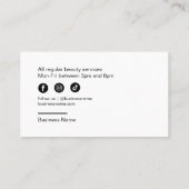 Elégant Rose Gold Marble Carte de visite Lash Bar (Dos)