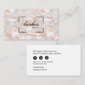 Elégant Rose Gold Marble Carte de visite Lash Bar (Devant / Derrière)