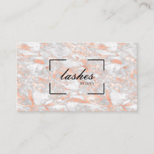 Elégant Rose Gold Marble Carte de visite Lash Bar