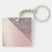 Elegant Rose Gold Monogram Button Sleutelhanger (Achterkant)