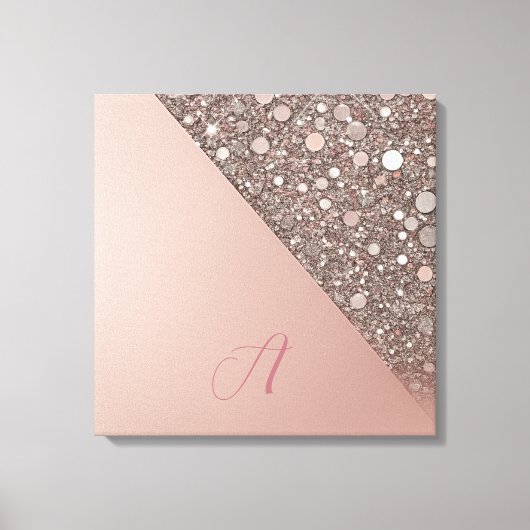 Elegant Rose Gold Monogram Canvas Afdruk (Voorkant)