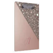 Elegant Rose Gold Monogram Clipboard Klembord (Rechts)
