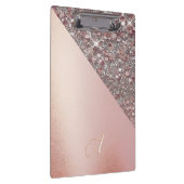 Elegant Rose Gold Monogram Clipboard Klembord (Rechts)