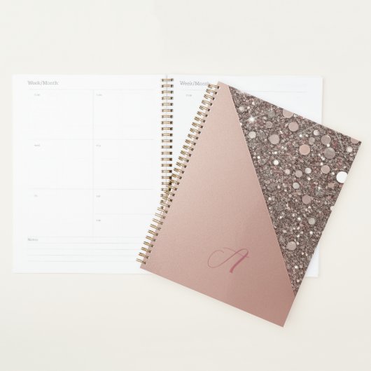 Elegant Rose Gold Monogram Planner (Devant avec enveloppe)