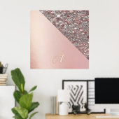 Elegant Rose Gold Monogram Poster (Thuiskantoor)