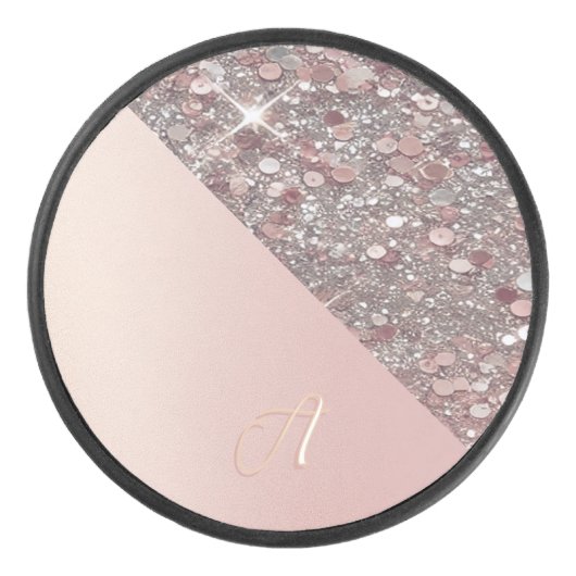 Elegant Rose Gold Monogram Puck (Voorkant)