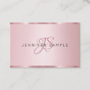 Élégant Rose Gold Monogramme Carte de visite mod