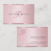 Élégant Rose Gold Monogramme Carte de visite moder (Devant / Derrière)