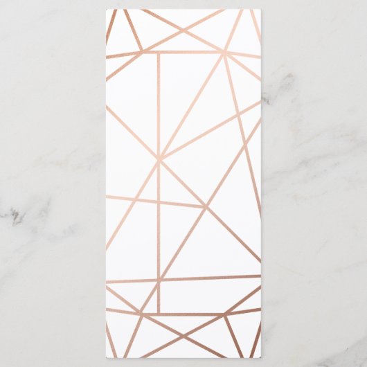 Elégant Rose Gold & Navy Blue Geometry 4x9 Menu (Dos)