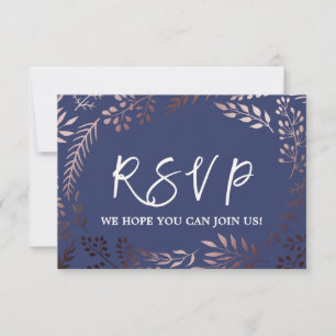 Elegant Rose Gold & Navy Mariage Website Carte RSV