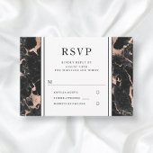 Elégant Rose Gold Noir Marbre Mariage RSVP