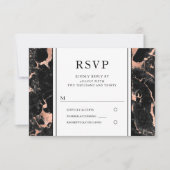 Elégant Rose Gold Noir Marbre Mariage RSVP (Devant)