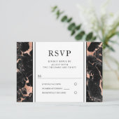 Elégant Rose Gold Noir Marbre Mariage RSVP (Debout devant)