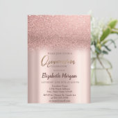 Elégant Rose Gold Ombre Quinceañera Invitation (Debout devant)
