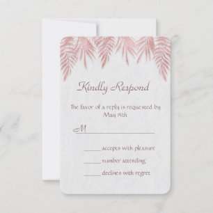 Elégant Rose Gold Palm Feuilles mariage RSVP Invit