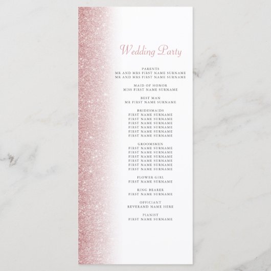 Élégant Rose Gold Parties scintillant carte progra (Dos)