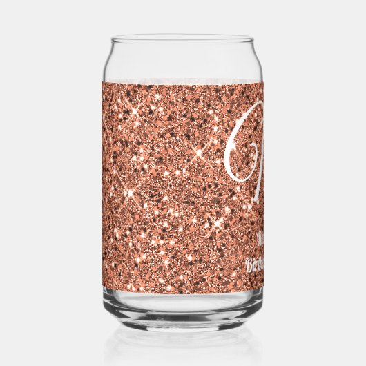 Élégant Rose Gold Parties scintillant Nom Monogram (Droite)