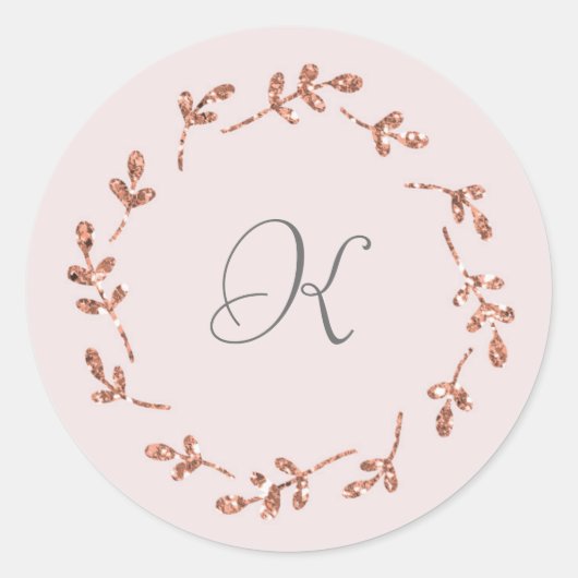 Élégant Rose Gold Parties scintillant Sticker init (Devant)