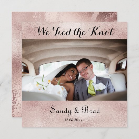 Élégant Rose Gold Photo Mariage Faire-part (Devant / Derrière)