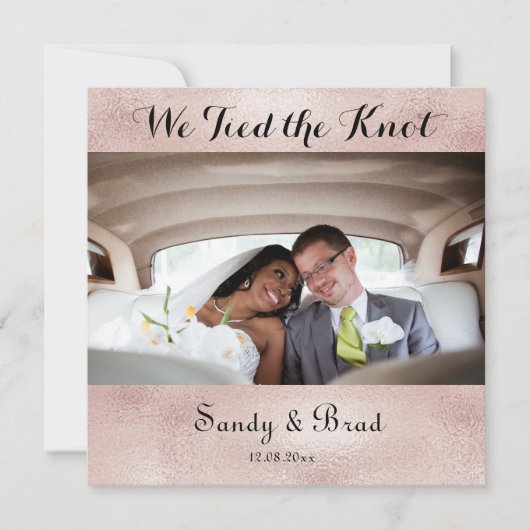 Élégant Rose Gold Photo Mariage Faire-part (Devant)