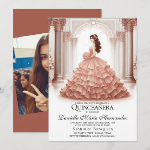 Elégant Rose Gold Quinceañera Invitation