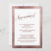 Élégant Rose Gold reporté Faire-part Mariage (Devant)