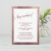 Élégant Rose Gold reporté Faire-part Mariage (Debout devant)