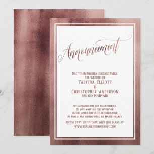 Élégant Rose Gold reporté Faire-part Mariage