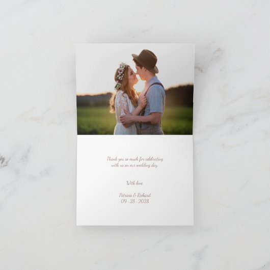 Elégant Rose Gold Script Mariage Merci Cartes (Intérieur)