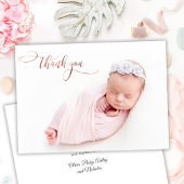 Élégant Rose Gold Script Nouveau Merci photo bébé