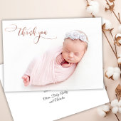 Élégant Rose Gold Script Nouveau Merci photo bébé