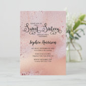 Élégant Rose Gold Sweet 16 Photo Invitation (Debout devant)