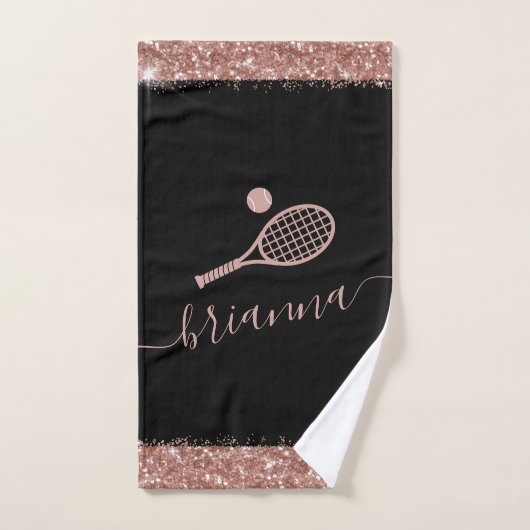 Élégant Rose Gold Tennis Pink Parties scintillant  (Serviette à main)