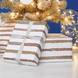 Elegant Rose Gold & White Striped Cadeaupapier
