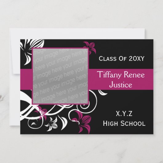 élégant rose Graduation photo Invitation (Devant)