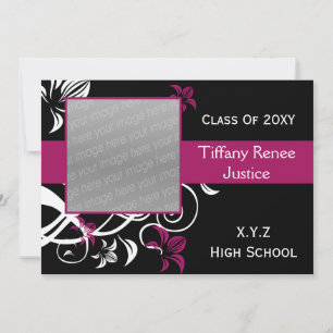 élégant rose Graduation photo Invitation
