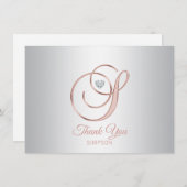 Elégant Rose gris argent Merci or | S (Devant / Derrière)