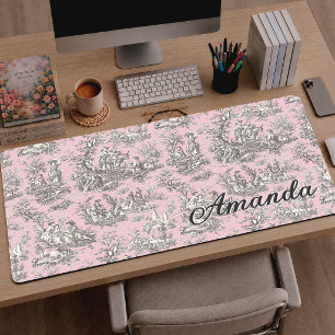 Élégant Rose Gris Monogram Toile de Jouy