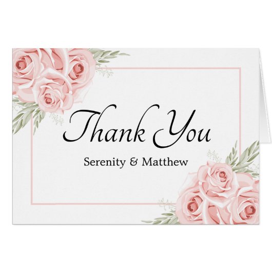 Elégant Rose Jardin rose Mariage Floral Merci (Devant Horizontal)
