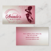 Élégant rose Lady Salon de beauté Carte de visite (Devant / Derrière)