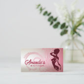 Élégant rose Lady Salon de beauté Carte de visite (Debout devant)