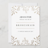 Élégant Rose Leafy Gold Bridesmaid Invitation (Devant)