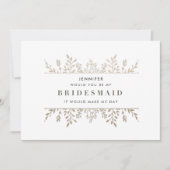 Élégant Rose Leafy Gold Bridesmaid Invitation (Devant)