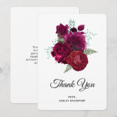 Élégant Rose Magenta Merci de bouquet floral (Devant / Derrière)