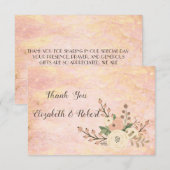 Élégant Rose marbre  Carte de remerciements floral (Devant / Derrière)