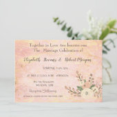 Élégant Rose marbre  Faire-part de mariage floral (Debout devant)